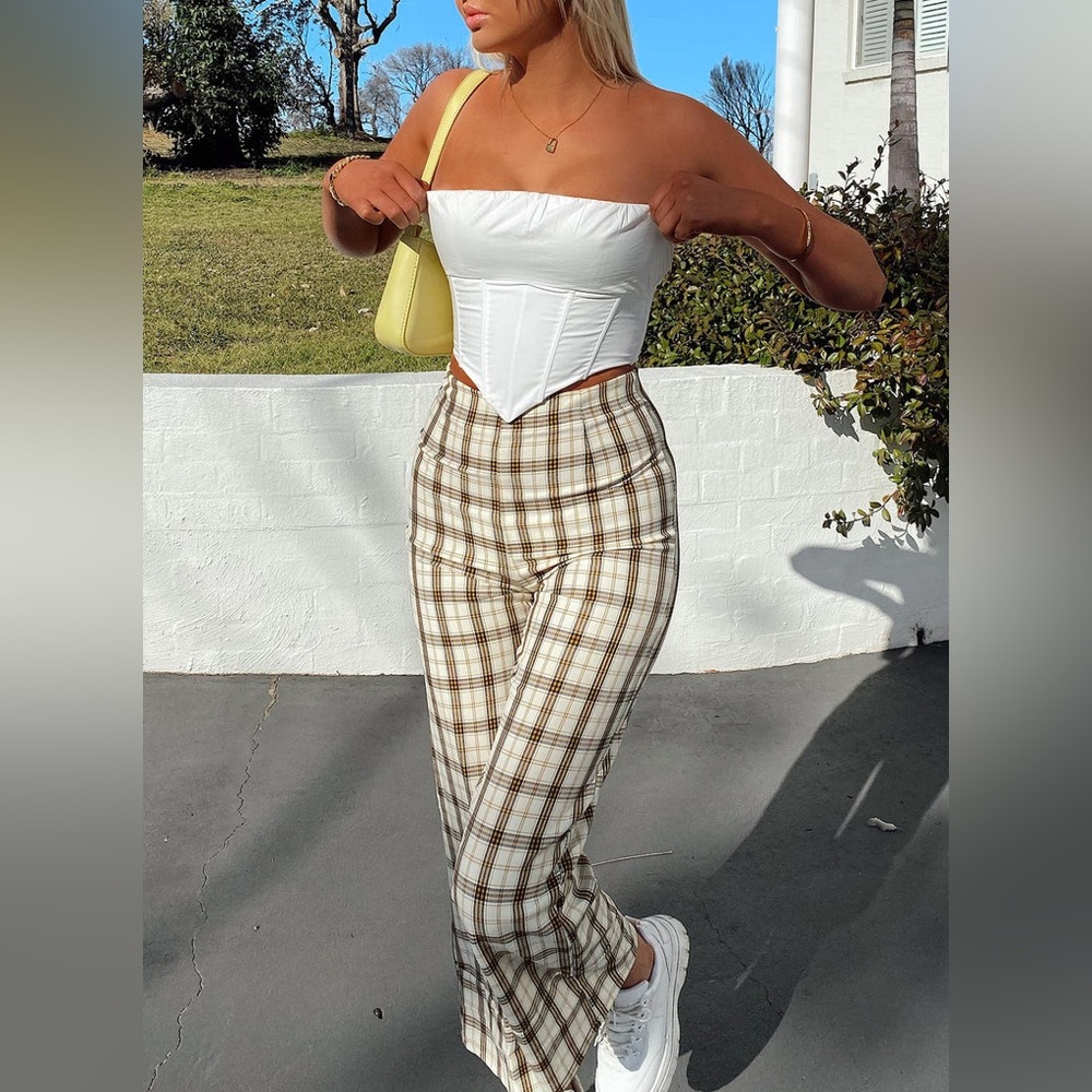 Princess Polly euro yellow plaid pants